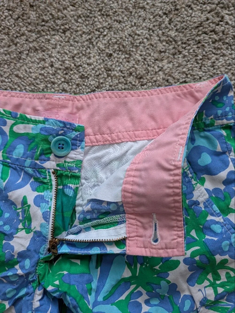 Lilly Pulitzer Womens Blue Green Callahan Cotton Floral Low Rise Shorts Size 4